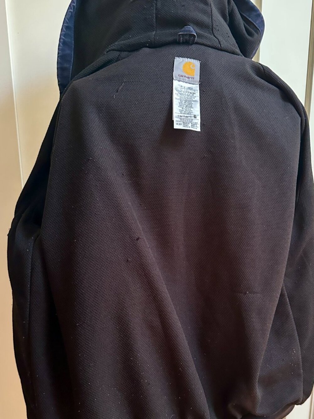 Carhartt Navy Blue Full Zip Hooded Work Coat J25 MDT Size: M Excellent Condition - Picture 12 of 16